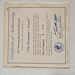 NiIb 82 limited edition COA  Norman Rockwell Drummers Friend collectible